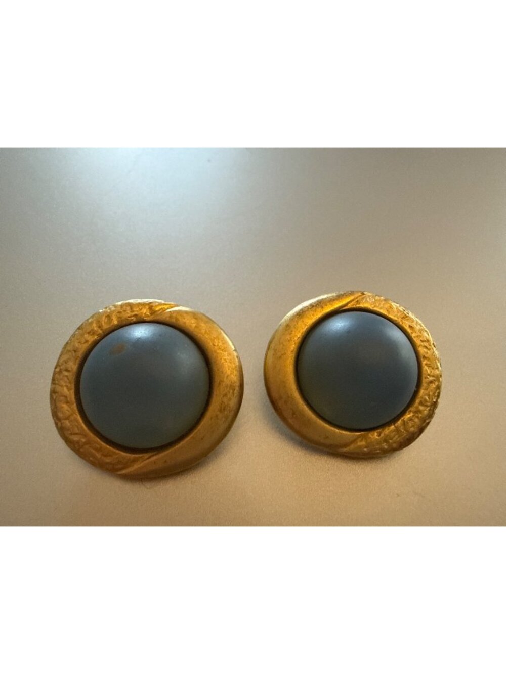 Vintage German Ernst Gideon Bek Retro Earrings Pale Blue with Gold Butterfly Mar